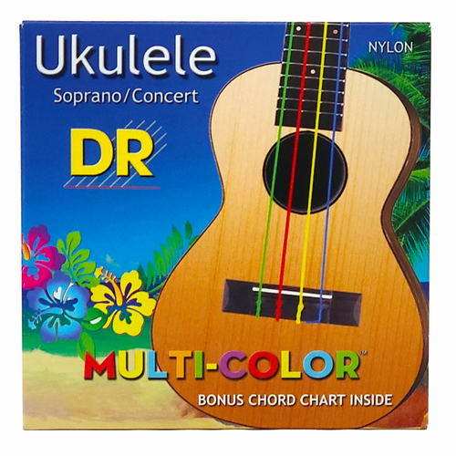 DR Multi-Color Nylon Soprano/Concert Ukulele Strings - 4 Strings, 4 Colors