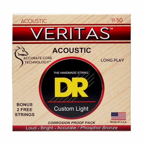DR Veritas Coated Core Technology Acoustic Guitar Strings Custom Light 11-50