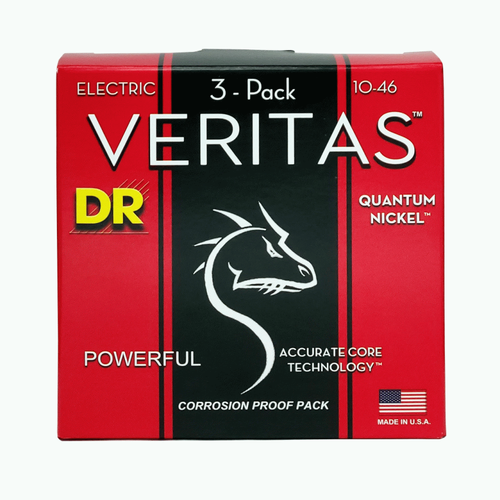 DR Veritas Coated Core Electric Guitar Strings Medium 10-46 - 3 Pack