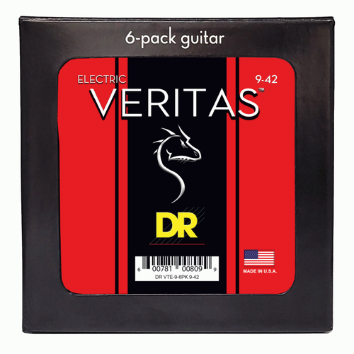 DR Veritas Uncoated Electric Guitar Strings 9-42 Light - 6 Pack