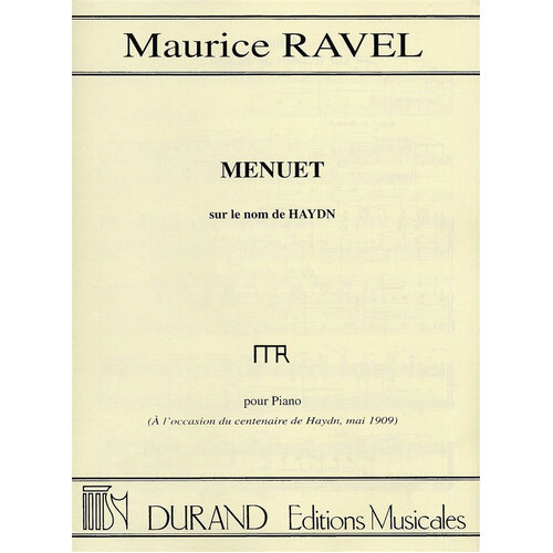 Ravel - Menuet Sur Le Nom De Haydn Piano (Softcover Book)