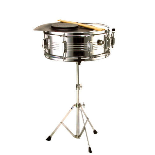 Opus Percussion SK12 Metal Snare Drum Outfit 14 x 5.5" with Stand, Practice Pad, and Drumsticks