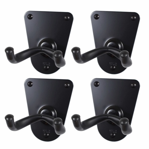 4 x CPK Guitar Wall Hangers, Screw mount flush metal base, Black Holders