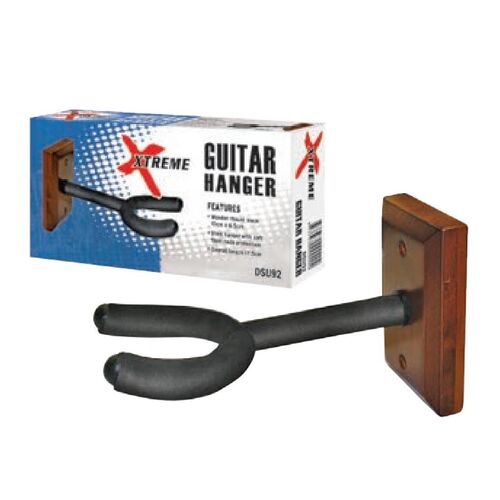 Xtreme Guitar Wall Hangers, foam padded hook, wood block mount wooden, base