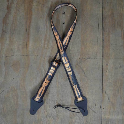 Colonial Leather Ukulele Strap with Totem Design, 40mm Webbing, Adjustable Length 80cm-115cm, Genuine Leather Ends, Made in Australia