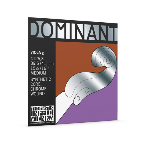 Thomastik 41253 Dominant Viola 'G' String 15.5" (16") Medium Synthetic Core Silver Wound