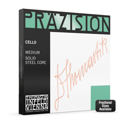 Thomastik 808 Precision Cello Strings Set 3/4 Medium, Solid Steel Core, Chrome Wound, Durable, Long Life