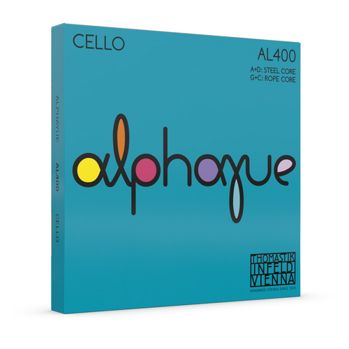 Thomastik AL400 Alphayue Cello String Set - Medium, 4/4, 3/4, 1/2, 1/4, 1/8 - Professional Quality Strings for Students