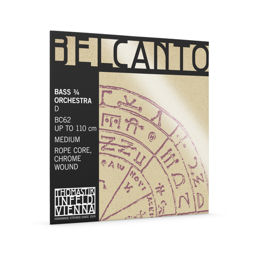 Thomastik BC62 Belcanto Bass Orchestra 3/4 'D' String - Medium Rope Core, Chrome Wound, 104cm Length