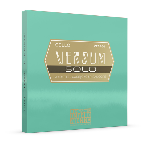 Thomastik VES400 Versum Solo Cello String Set - 4/4 Medium, Carbon Steel, Multialloy Wound, Maximum Resilience, Soloistic Brilliance