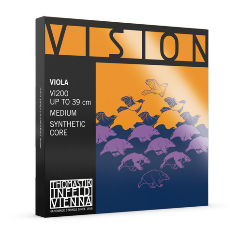 Thomastik VI200 Vision Viola 4/4 String Set - Medium, Carbon Steel & Synthetic Core, Chrome & Silver Wound, Excellent Tuning Stability