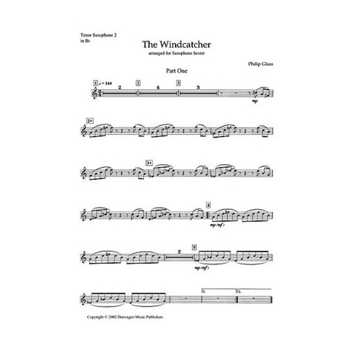 Glass - The Windcatcher Sax Sextet Parts (Set Of Parts) Book