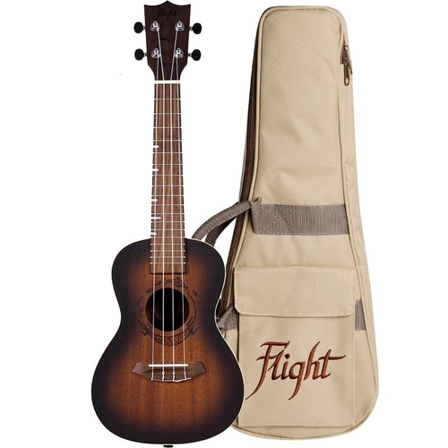 Flight DUC380 Amber Concert Ukulele - Mahogany Body, Walnut Bridge, Aquila Nylgut Strings, 17 Frets, Includes Gigbag & Instructional Booklet