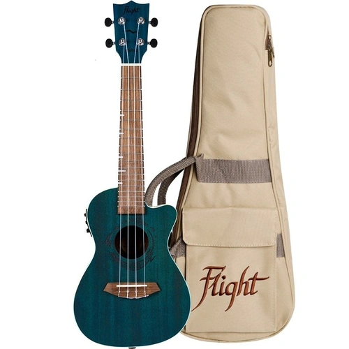 Flight DUC380 CEQ Topaz Electro-Acoustic Concert Ukulele with Pickup and Tuner