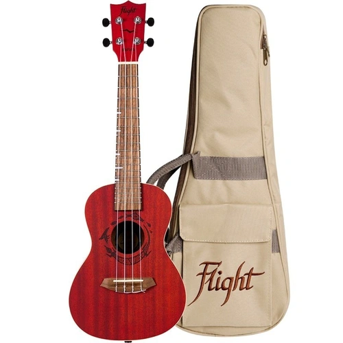 Flight DUC380 Coral Concert Ukulele - Mahogany Body, 17 Frets, Walnut Bridge, Aquila Nylgut Strings, Includes Padded Gigbag and Instructional Booklet