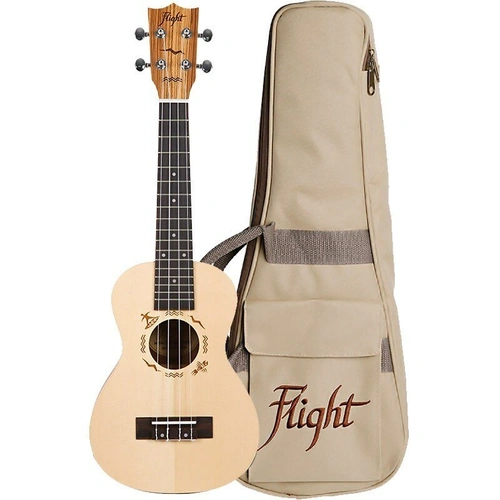 Flight DUC525 Concert Ukulele Solid Spruce/Zebrawood with Gig Bag