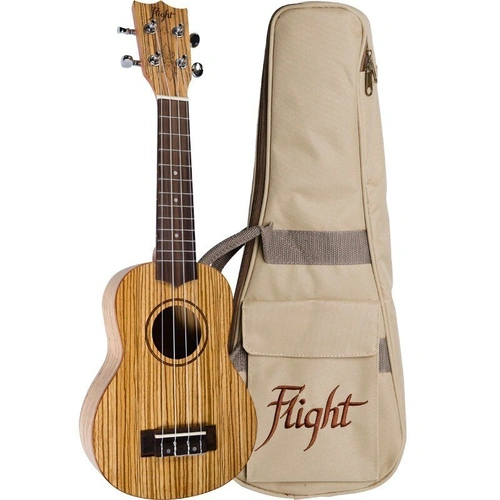 Flight DUS322 Soprano Ukulele Zebrawood with Gig Bag