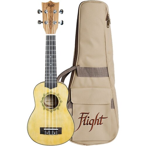 Flight DUS330 Relic Soprano Ukulele Sp/Zeb W/Bag 