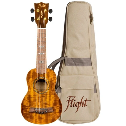 Flight DUS445 Soprano Acacia Ukulele Gloss Finish with Gig Bag