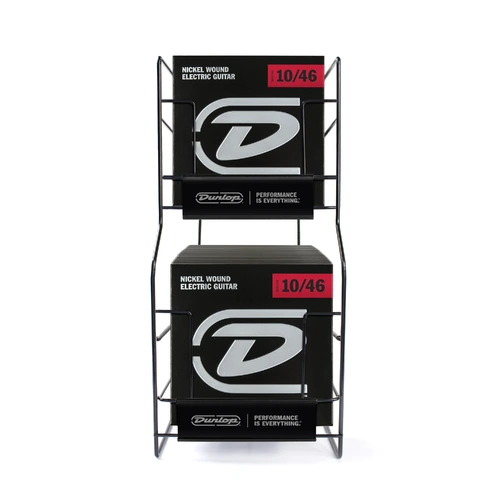 Jim Dunlop String Bin Guitar Display Rack, Black Wire Frame, Holds 64 Sets