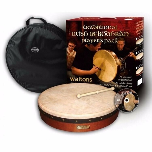 WALTONS Traditional 18 Inch Bodhran Pack Includes Bag & DVD Tutor DWP19418
