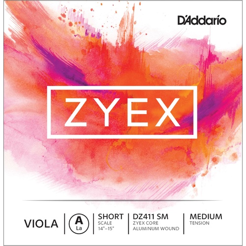 D'Addario Zyex Viola Single A String, Short Scale, Medium Tension