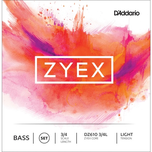 D'Addario Zyex Bass String Set, 3/4 Scale, Light Tension