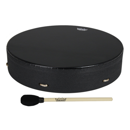 Remo Buffalo Drum - Black Earth 16 Inch Mallet Rope Handle Low Frequency Bass