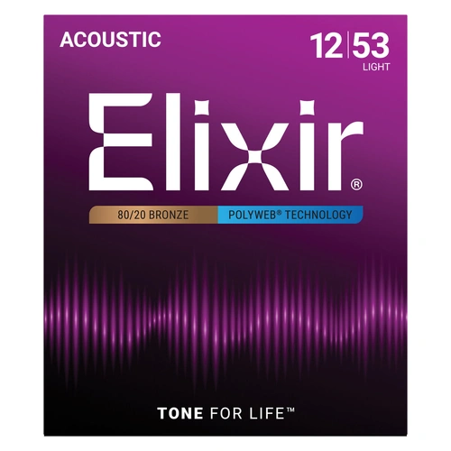 Elixir 11050 Polyweb 80/20 Light Acoustic Guitar Strings 12-53