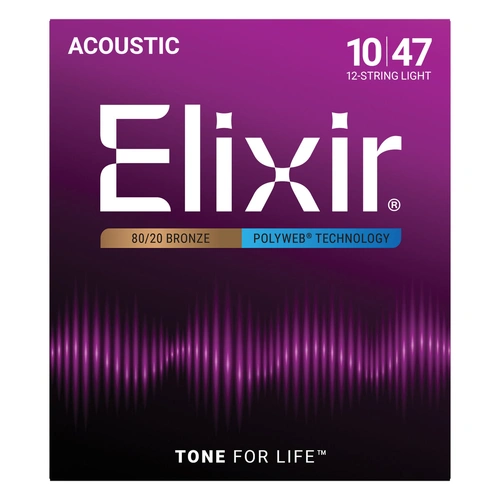 Elixir 11150 Polyweb 80/20 Acoustic Guitar Strings 12 String Light 10-47