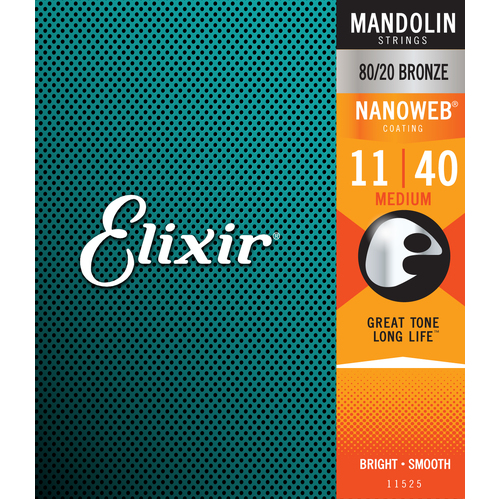 Elixir 11525 Nanoweb Mandolin Strings Medium 11-40