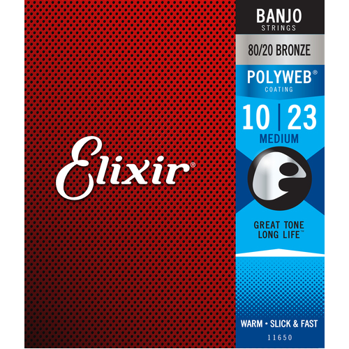 Elixir 11650 Polyweb Banjo Strings Medium 10-23