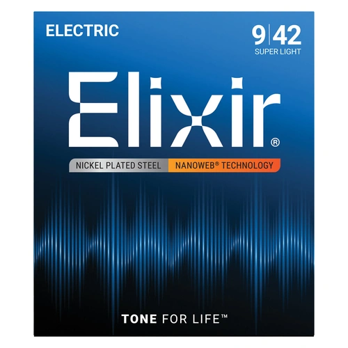 Elixir 12002 Nanoweb Electric Guitar Strings Super Light 9-42 Gauge