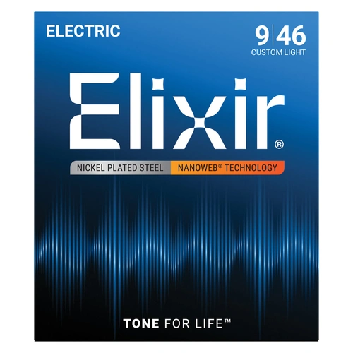 Elixir 12027 Nanoweb Electric Guitar Strings Custom Light 9-46