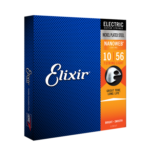 Elixir 12057 Nanoweb Electric 7 String Light 10-56 Electric Guitar Strings