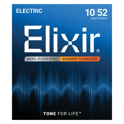 Elixir 12077 Nanoweb Electric Guitar Strings Light-Heavy 10-52 Nickel Plated Steel