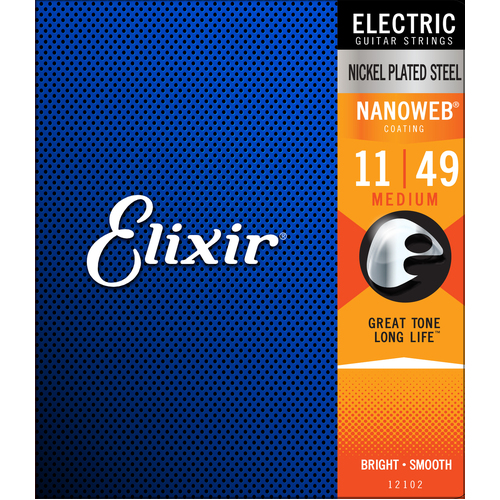 Elixir 12102 Nanoweb Electric Medium 11-49 Electric Guitar Strings