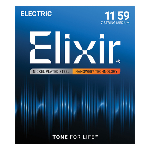 Elixir 12106 Nanoweb Electric 7 String Medium Guitar Strings 11-59