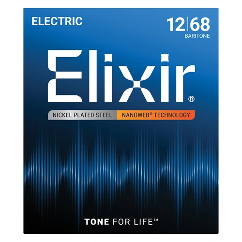 Elixir 12302 Nanoweb Electric Baritone Strings 12-68 Gauge Nickel Plated Steel