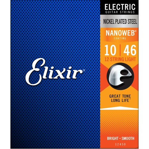 Elixir 12450 Nanoweb Electric 12 String Light 10-46 Electric Guitar Strings