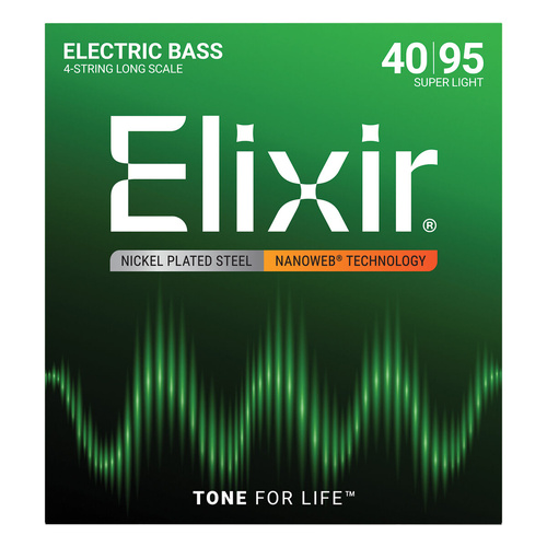 Elixir 14002 Electric Bass Nickel Plated Steel Strings with NANOWEB Coating