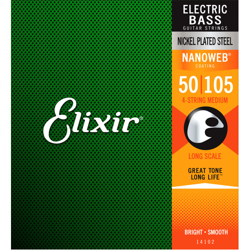 Elixir 14102 Nanoweb Bass Strings Heavy 50-105 Nickel Plated Steel