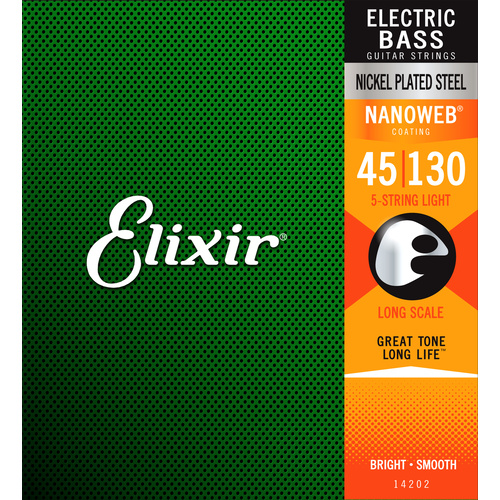 Elixir 14202 Nanoweb Bass Light 45-130 5 String