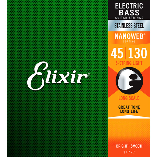 Elixir 14777 Nanoweb Bass Stainless Steel Med-Light 45-130 5 String