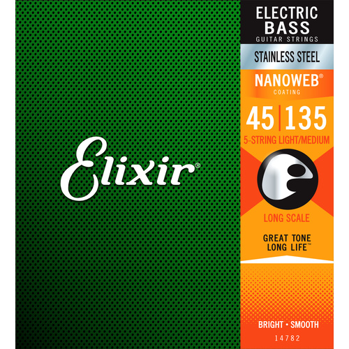 Elixir 14782 Nanoweb Bass Stainless Steel 5 String MED-L