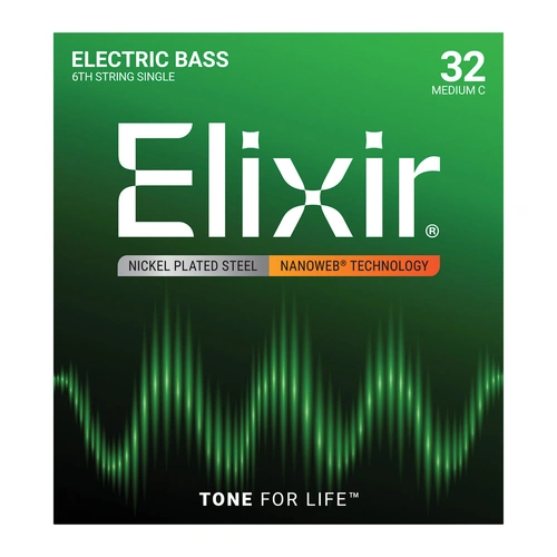 Elixir 15332 Nanoweb Medium Single Bass String C .032 Nickel Plated Steel