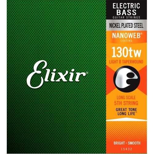 Elixir 15432 Nanoweb Single Bass Medium B .130TW Taper Wound Nickel Plated Steel Strings