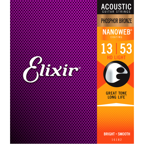 Elixir 16182 Nanoweb Phosphor Bronze HD Light 13-53