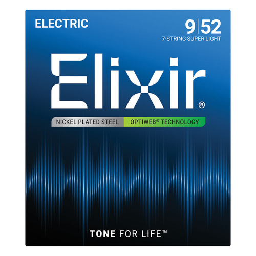Elixir 19007 Optiweb 7-String Electric Guitar Strings Super Light 9-52