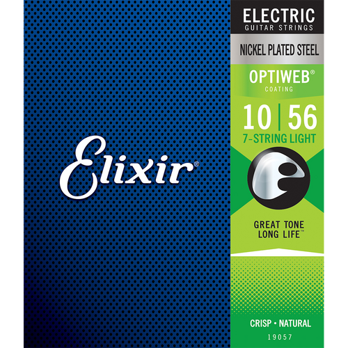 Elixir 19057 Optiweb 7-String Electric Guitar Strings Light 10-56